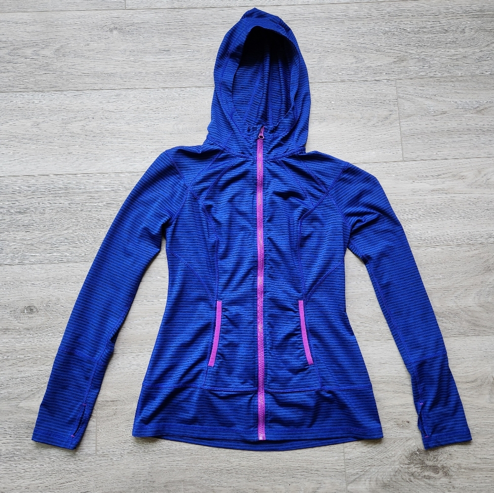 Lukka Blue Zip Up Jacket Womens Small Long Sleeves Activewear Athleisure